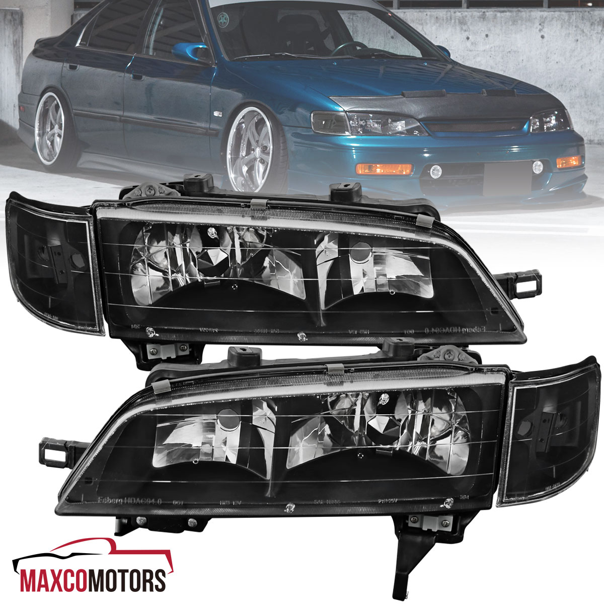 Black Headlights Fits 1994-1997 Honda Accord JDM Corner Signal