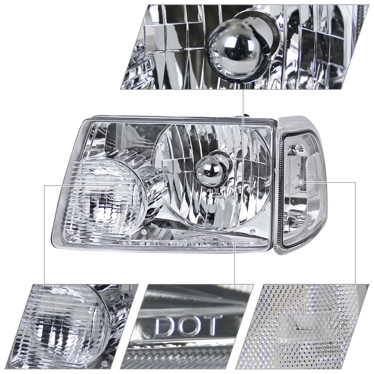 Fit 2001-2011 Ford Ranger Black Headlights+Amber Corner Signal