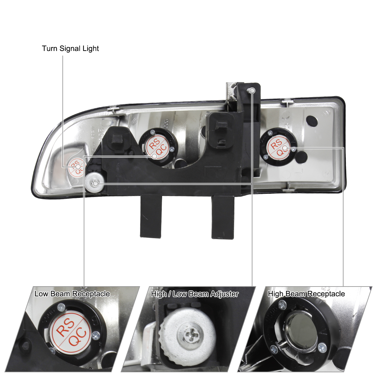 Smoke Headlights + Parking Lights For 1998-2004 Chevy S10 & Blazer – Pair