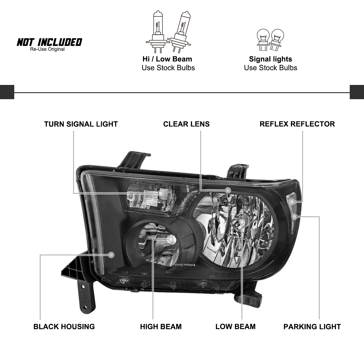 For 2007-2013 Toyota Tundra 2008-2017 Sequoia Black Headlights Pair Light+Right | eBay