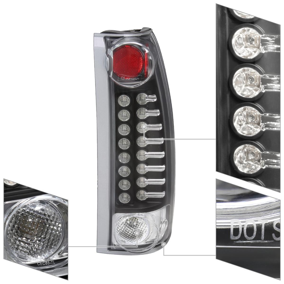 For 1988-1998 Silverado Sierra C10 C/K 1500 Black LED Brake Signal Tail
