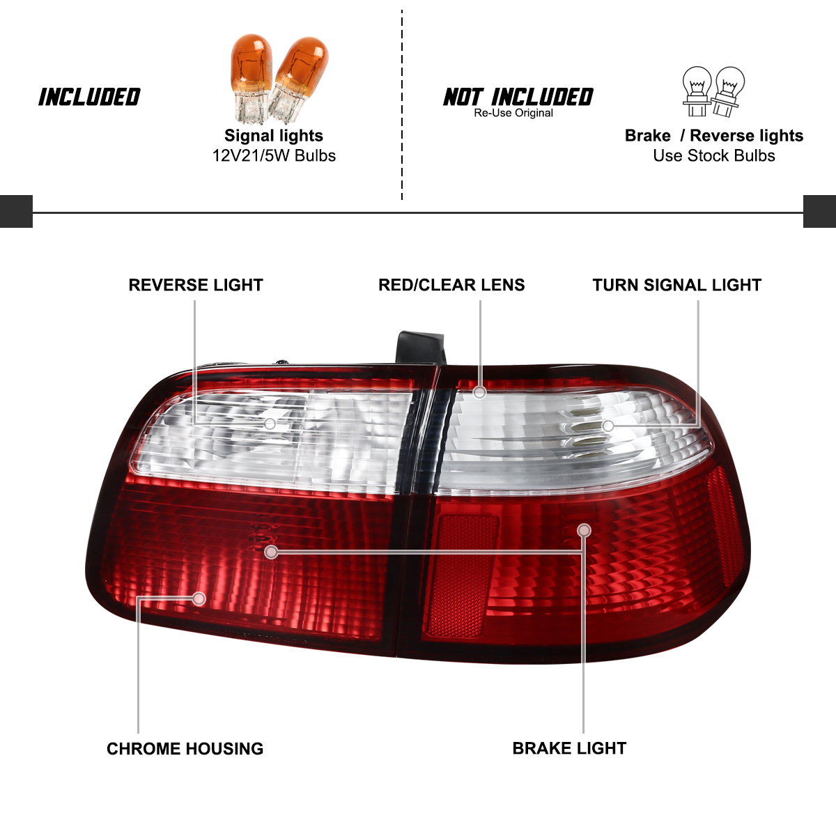 JDM Used EK9 Civic Type R 99 00 Rear Tail Lights