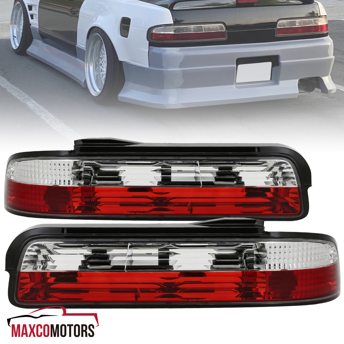 Red/Clear Tail Lights Fits 1989-1994 240SX S13 Coupe 2Dr Brake