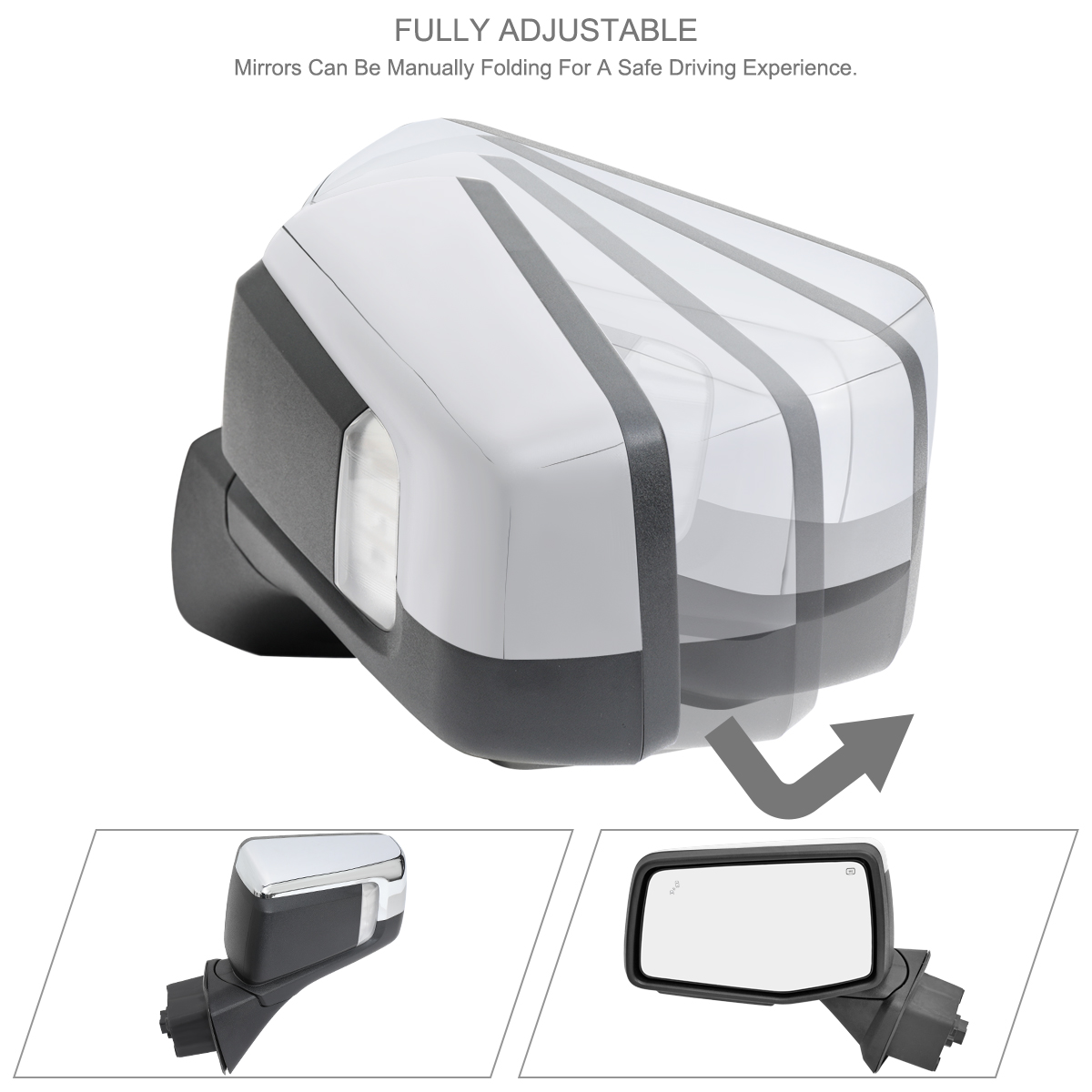 Power Passenger Side Door Mirror For 2019–2024 GMC Sierra 1500 – Unpainted, ABS Plastic, Right Side