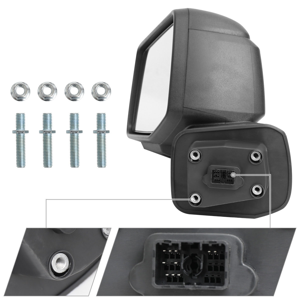 UPC 192659026927 Power Black Folding Mirror Set - Left & Right Pair For Chevy & GMC Trucks, SUVs (1988-2000) | Manual Fold, Power Adjust, Direct Bolt-On Replacement 1990s Truck Mirrors