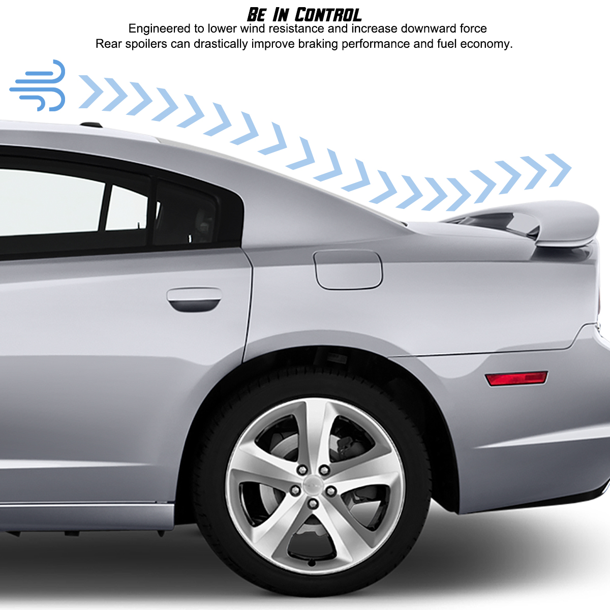 Factory Style Rear Trunk Spoiler For 2011-2023 Dodge Charger - Matte Black ABS, 1-Piece (Spec-D Tuning)