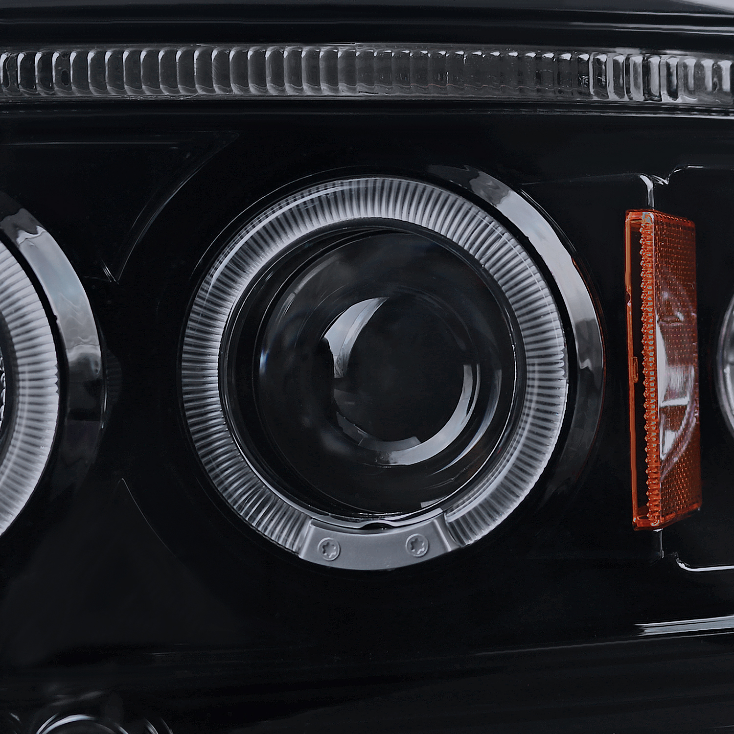 For Dodge Dakota Replacement Glossy Black Dual Halo LED Projector Headlights - Picture 5 of 8