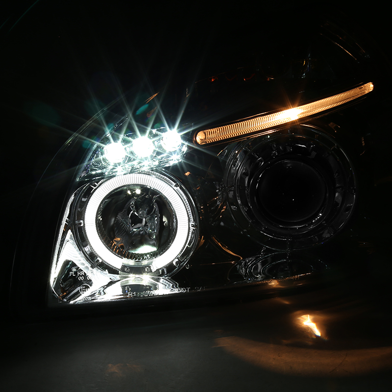 thumbnail image 2 of Spec-D Tuning Black LED Halo Projector Headlights For 2005-2009 Hyundai Tucson – Pair, DOT/SAE, Bulbs Included 2 of 4