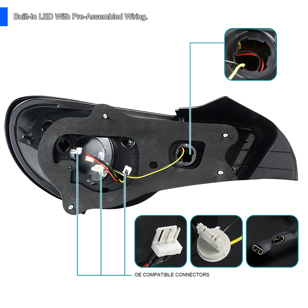 Jet Black Fits 2013-2016 Subaru Brz Scion Frs Full Led Tail Lights Brake Lamps - Picture 3 of 8