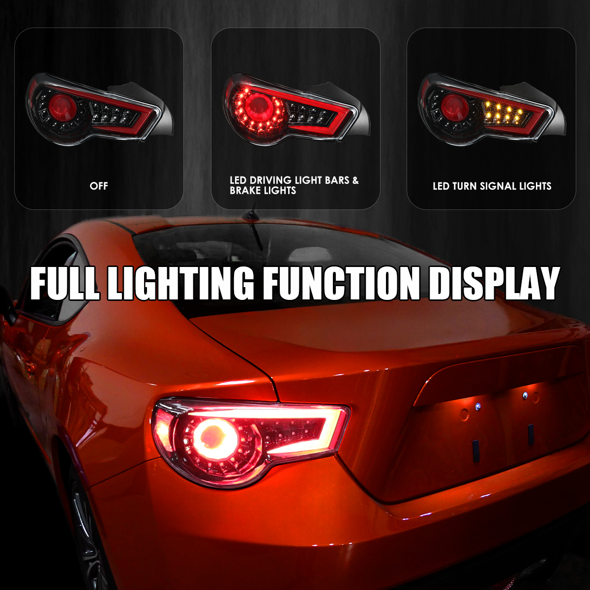 Jet Black Fits 2013-2016 Subaru Brz Scion Frs Full Led Tail Lights Brake Lamps - Picture 5 of 8