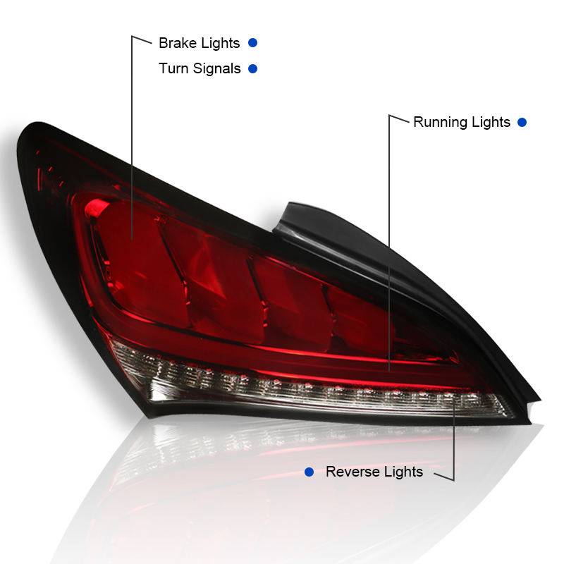 Red/Smoke Fits 2010-2016 Hyundai Genesis Coupe 2Dr Led Tail Lights Sequential - Picture 3 of 8