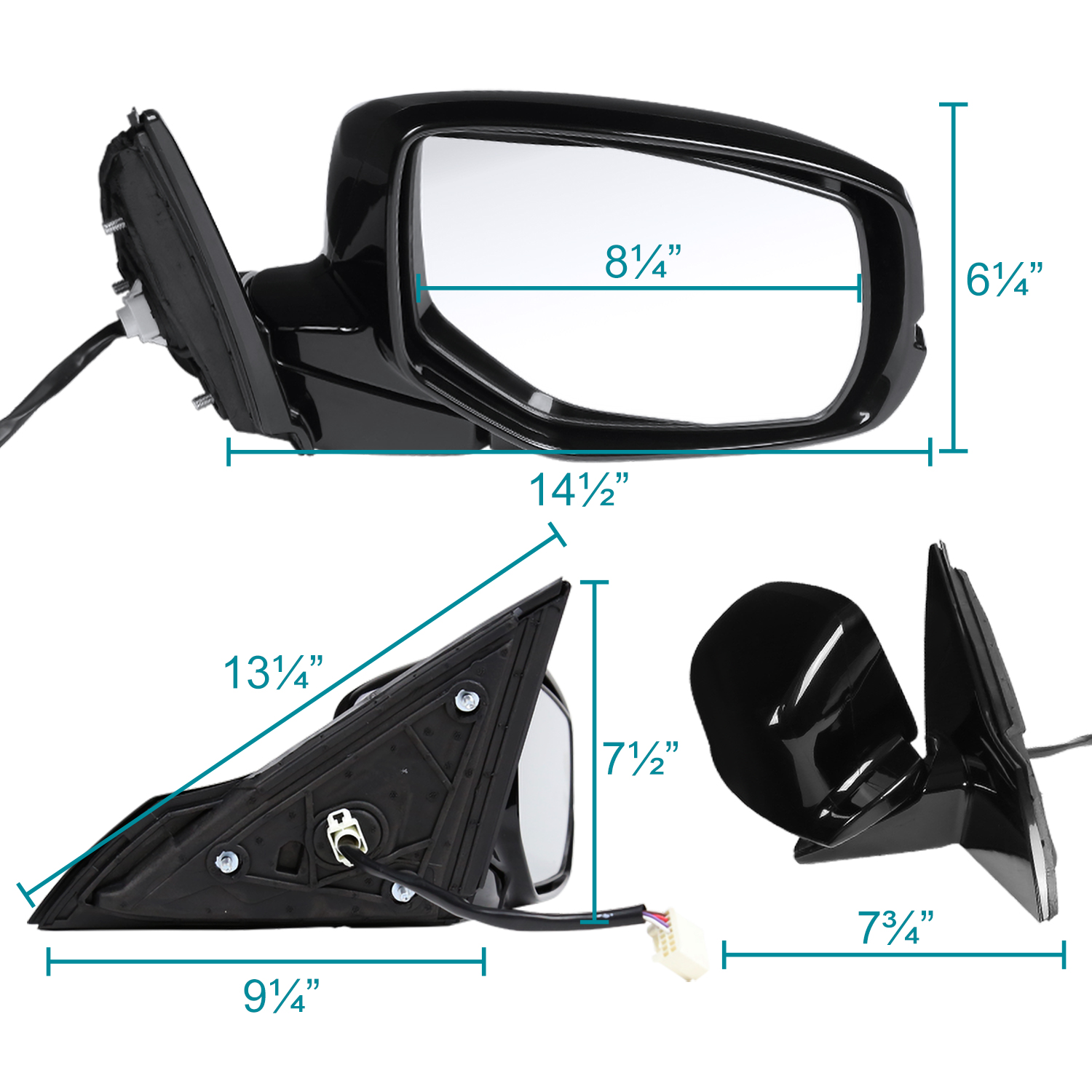 Right Side Fits 2013-2017 Honda Accord 7-Pin Power Heated+Led Signal View Mirror - Picture 3 of 8