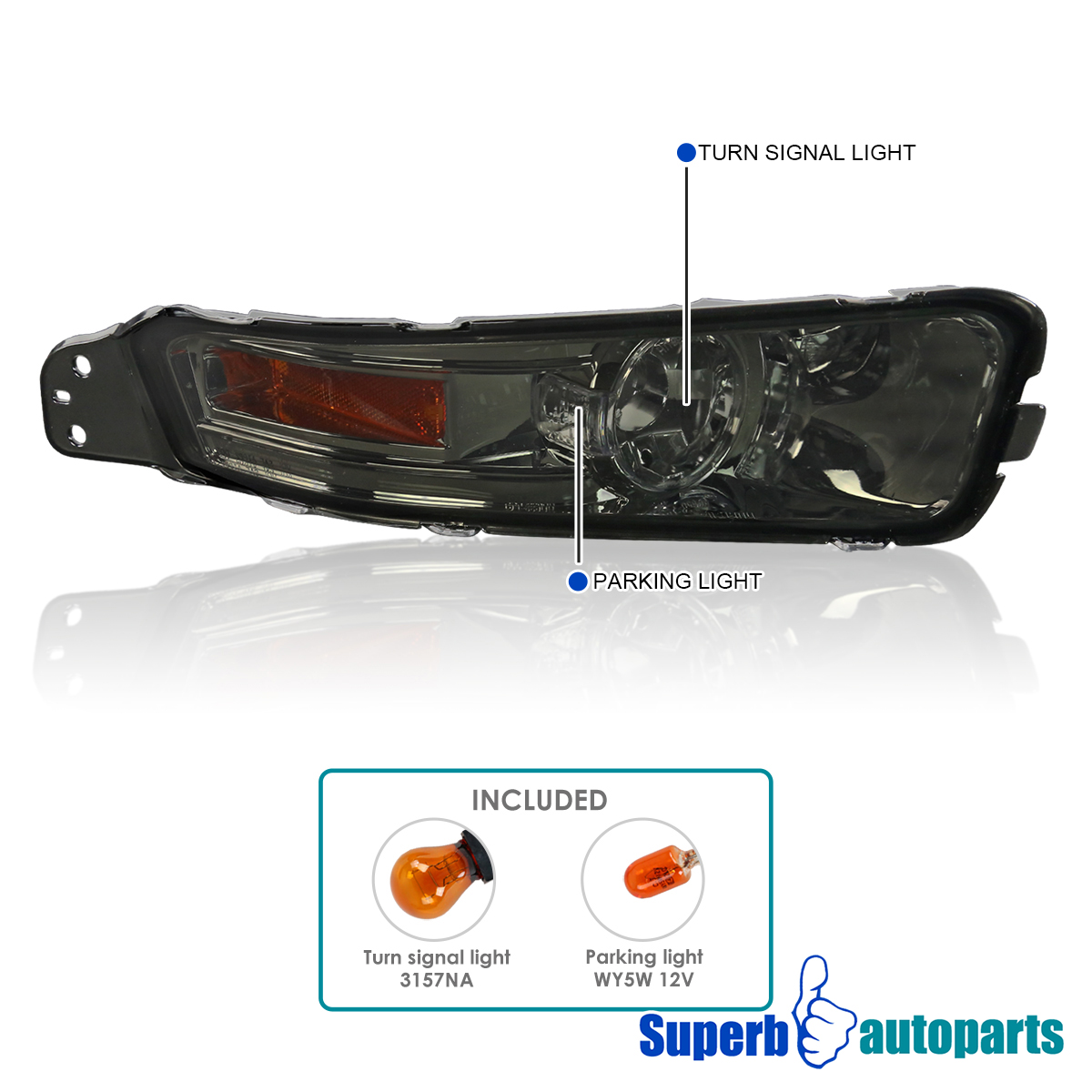 Fit 2005-2009 Ford Mustang Smoke Bumper Lights Signal Parking Lamps Left+ Right