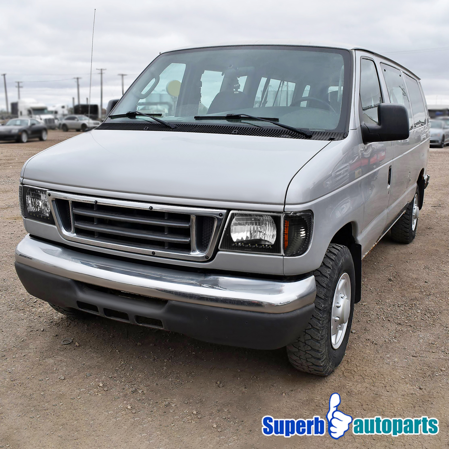 For 19922006 Ford Econoline Van LED Headlight Black W/ Corner Lamps