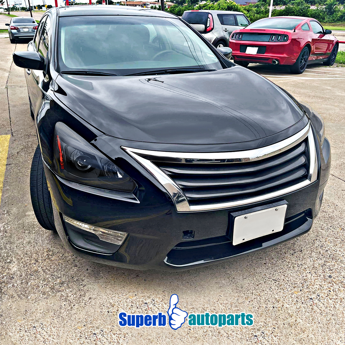 For 20132015 Nissan Altima Sedan Black Projector Headlights Lamps