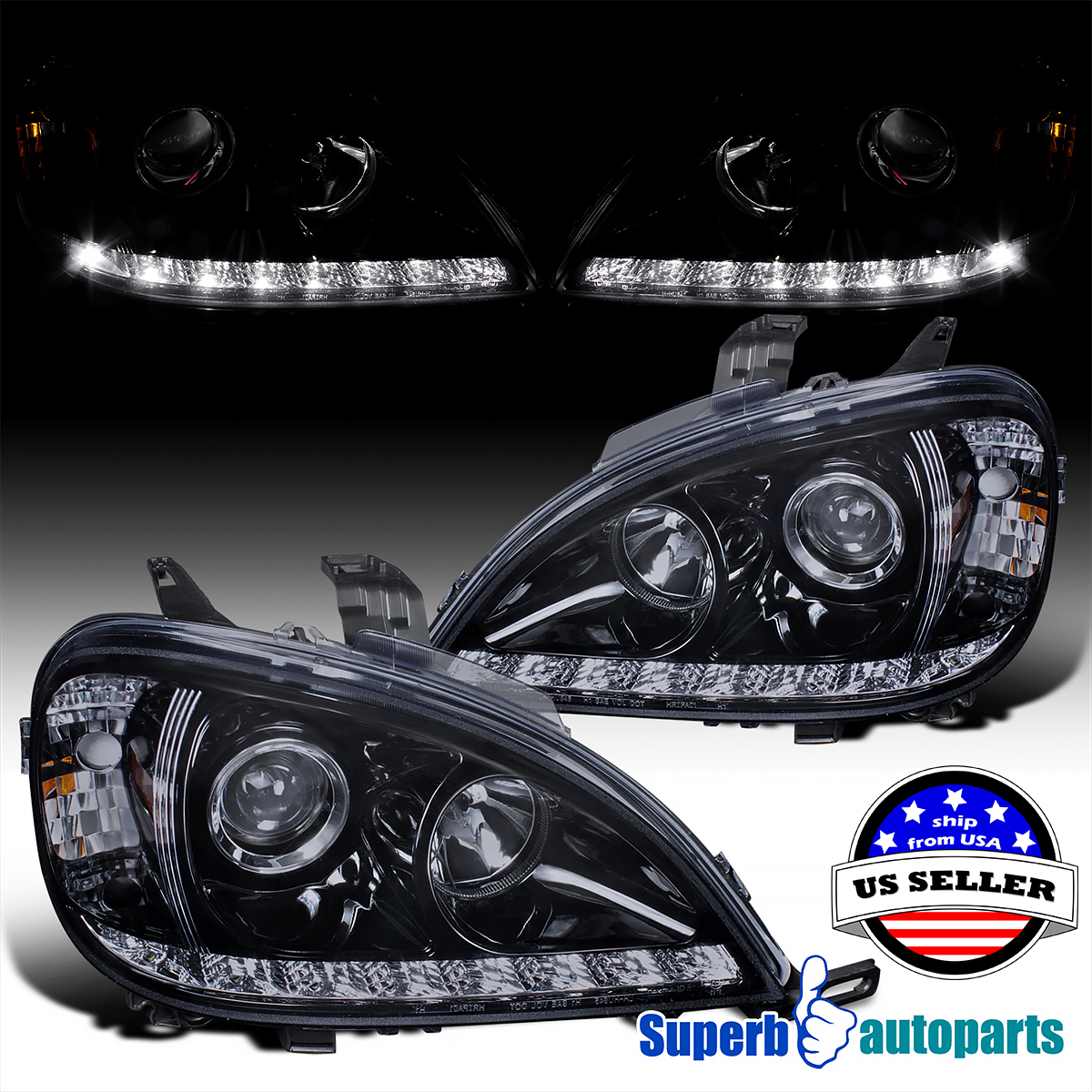 Spec-D 1998-2001 Mercedes Benz W163 ML Class Projector Headlights w SMD