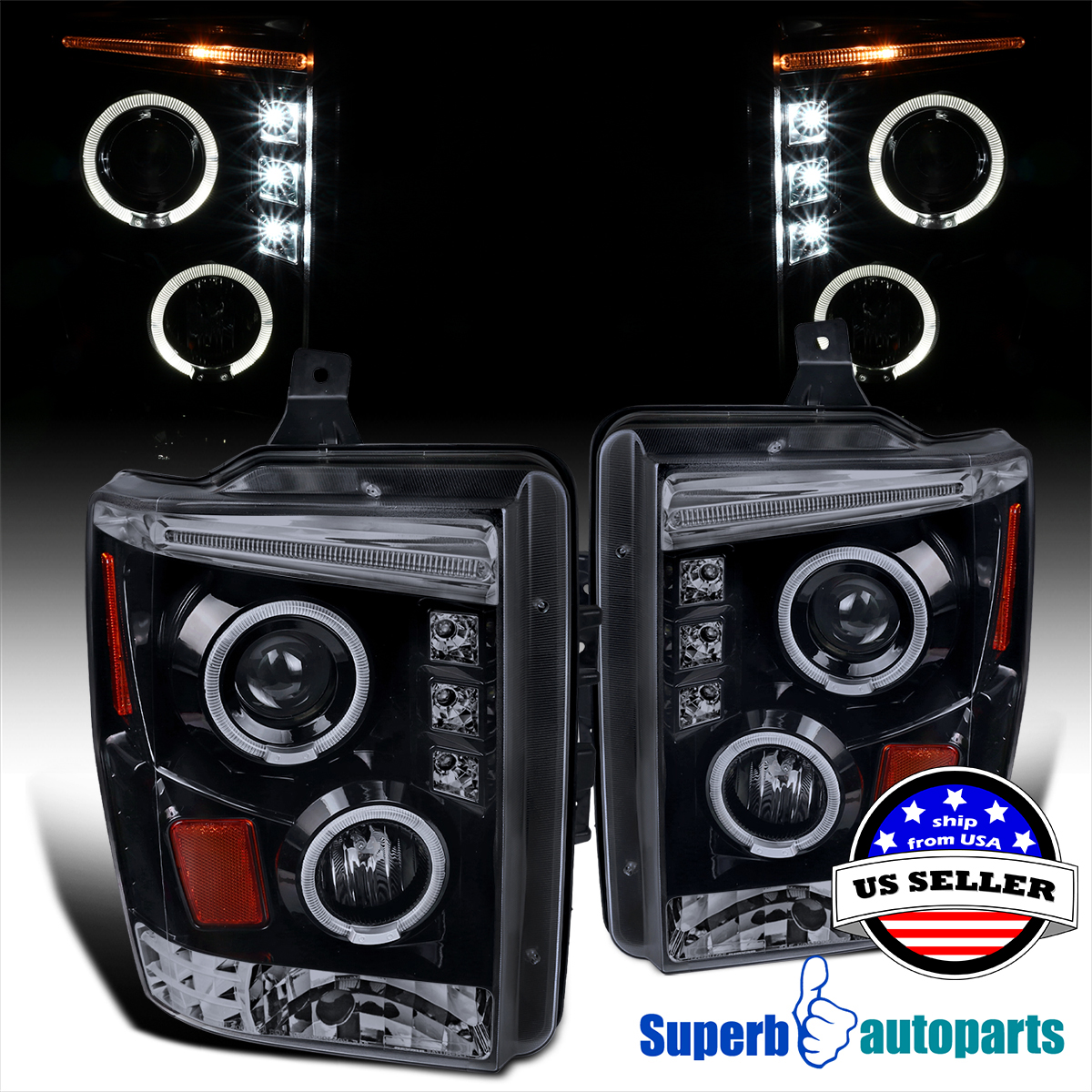 2008-2010 Ford F250/F350/F450 Led Projector Halo ... for a 2008 f350 headlight wiring 