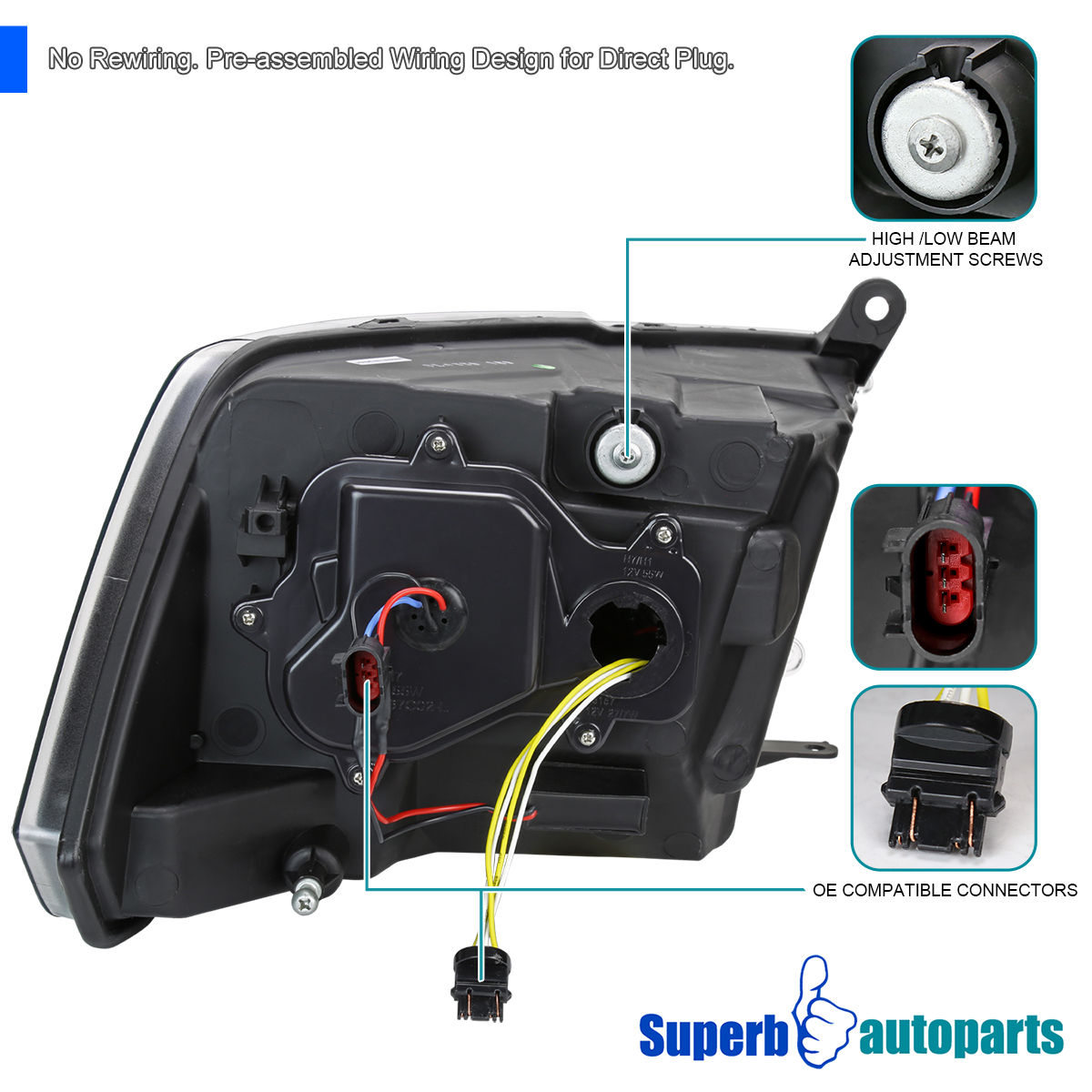 Fits 2009-2018 Ram 1500 2500 Projector Headlights Sequential Dynamic LED Lamps - Picture 11 of 13