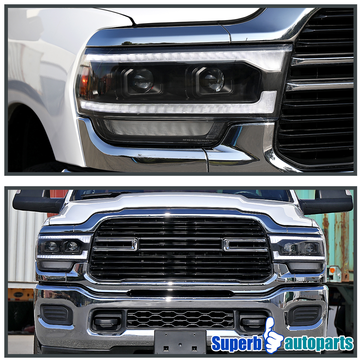 Fits 2019-2024 Ram 2500 3500 Switchback LED Signal Projector Black Headlights - Bild 10 von 13
