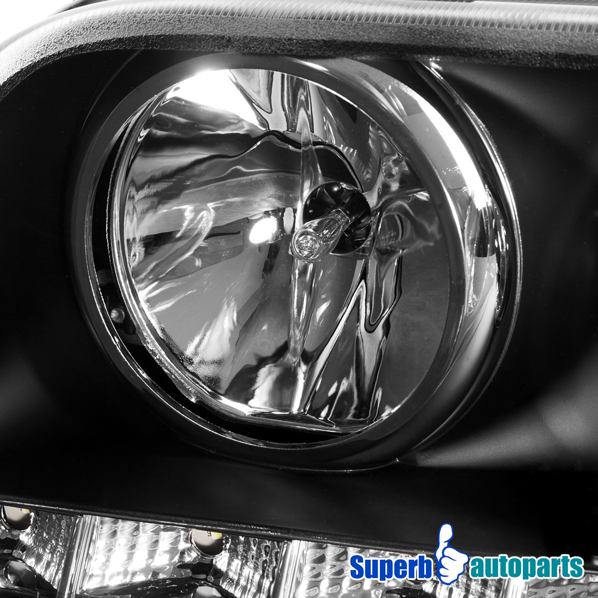 For 19982011 Ford Crown Victoria SMD LED Halo Headlights Black Head