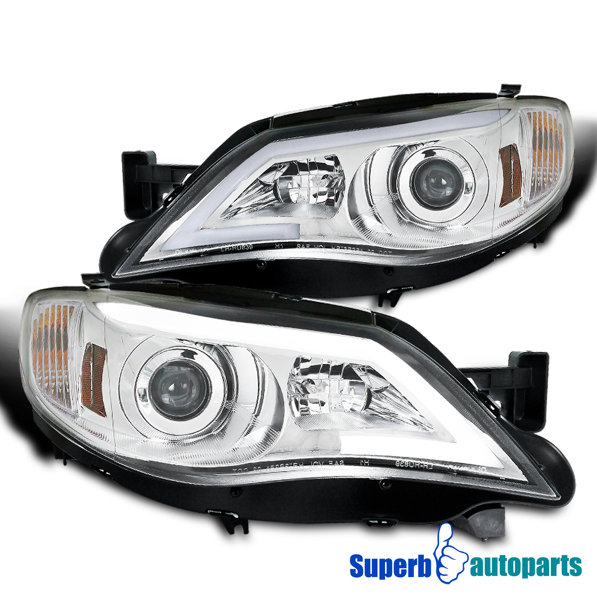 20082011 Subaru Impreza Outback LED DRL Projector Headlights Chrome