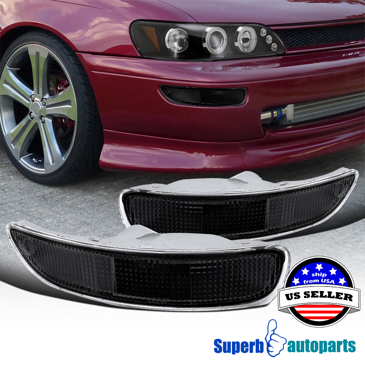 Set of Pair Clear Park Signal Bumper Lights for 1993-1997 Toyota Corolla