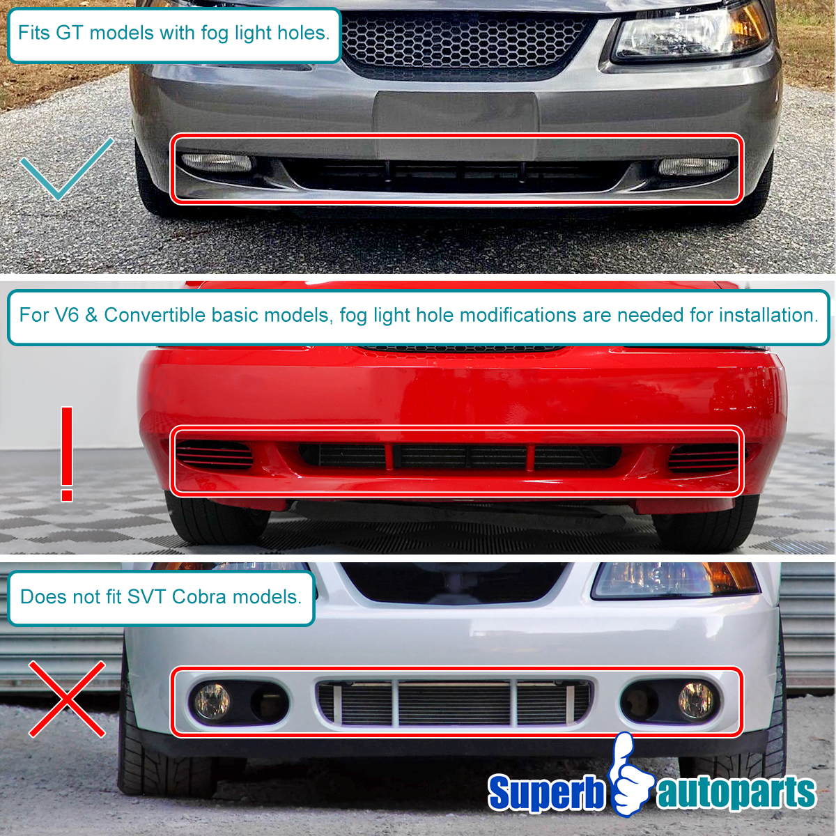 Spec-D Tuning Smoke Fog Lights With Switch For 1999-2004 Ford Mustang GT – Pair