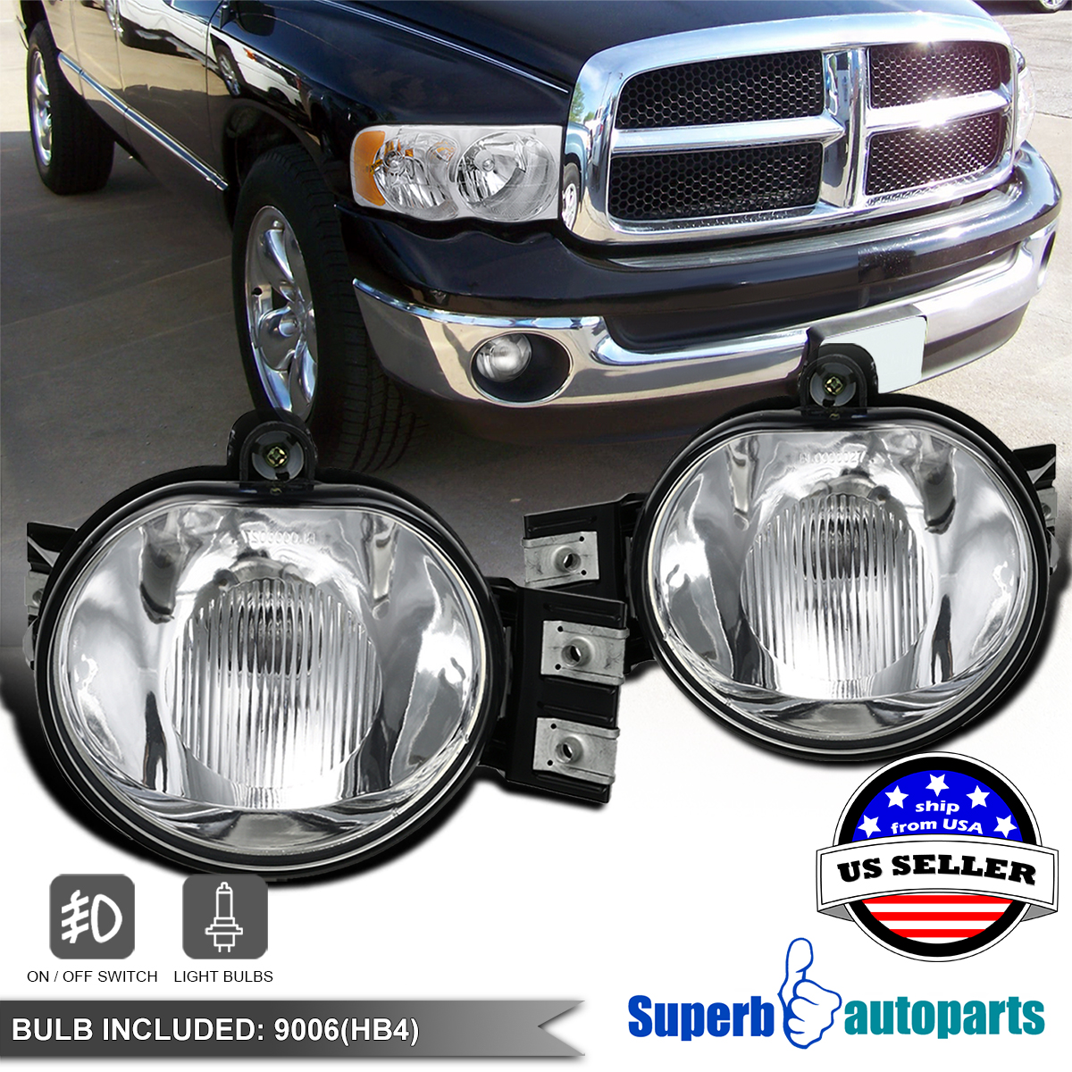 For 20022008 Ram 1500/2500/3500 20042006 Durango Bumper Fog Lights
