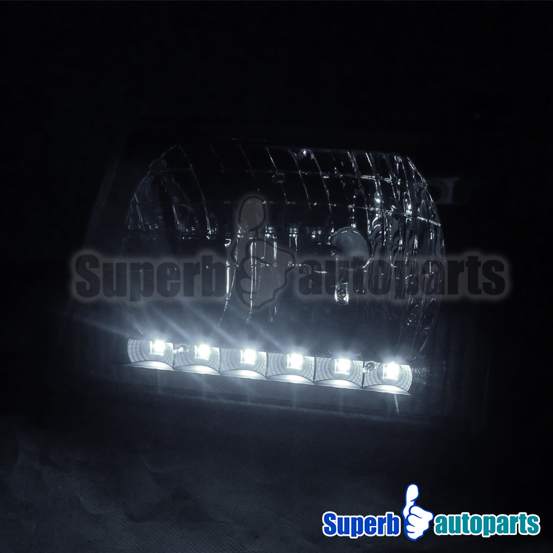 1992-2006 Ford E150//250//350//450 Econoline Van SMD LED Headlights Clear