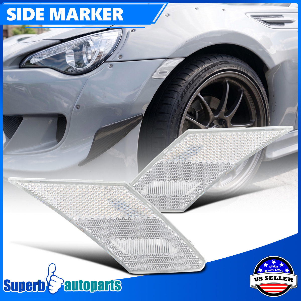 Fits 2012-2017 Toyota 86/ Scion FR-S BRZ Clear Side Marker Signal