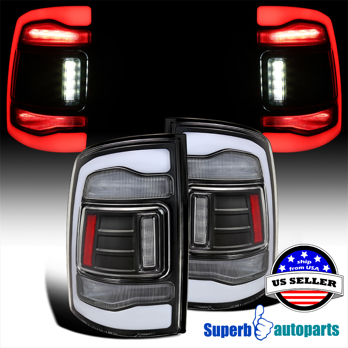 RECON 264369BK OLED TAIL LIGHTS IN SMOKED DODGE RAM 1500 09-18 & 2500/3500 10-18 - Foto 8
