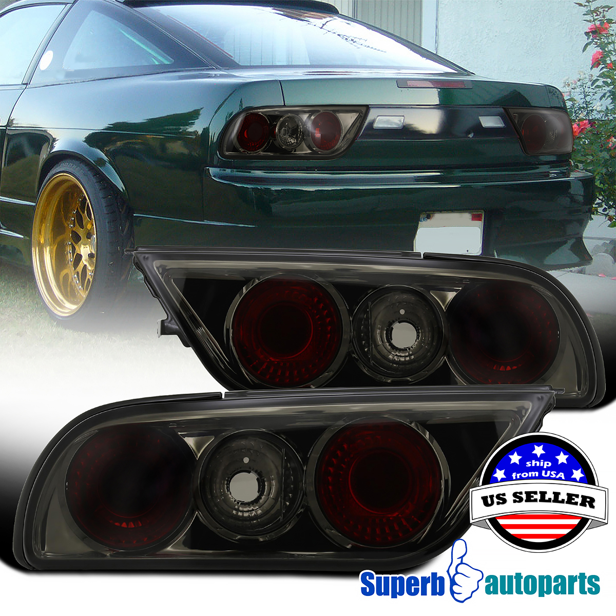 Spec-D Tuning For Nissan S13 240Sx 2Dr Hatchback Smoke Tail Lights
