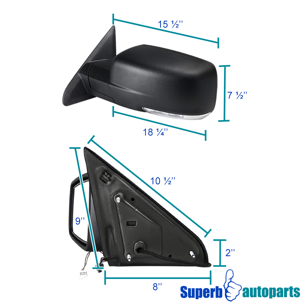 For 2013-2019 Ram 1500 Power Folding Left Side Mirror + LED Signal
