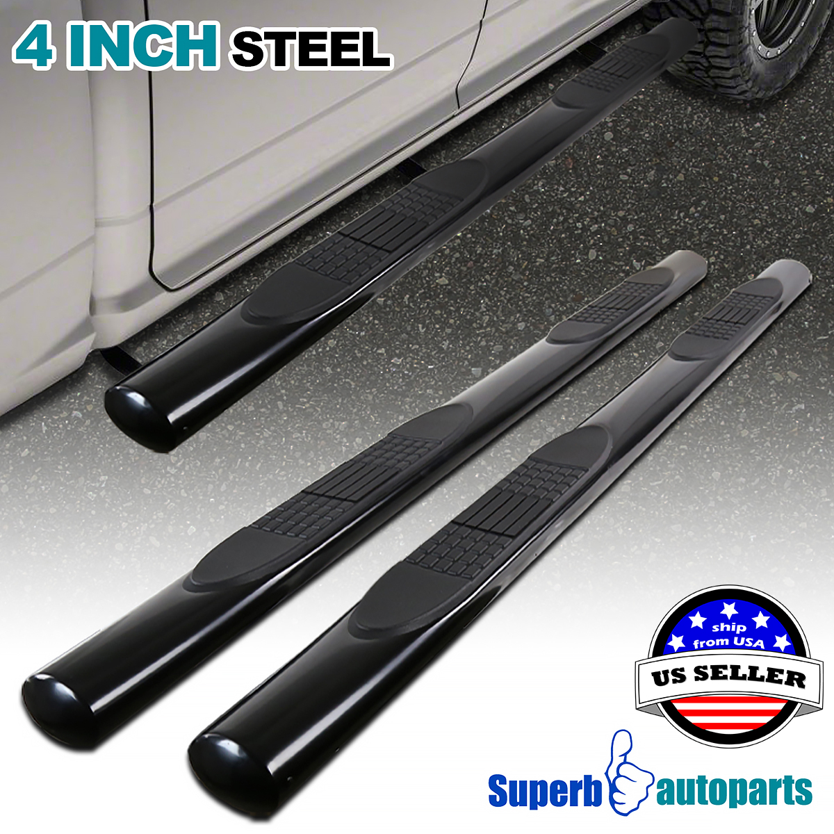 For 2004-2013 Colorado Canyon Crew Cab Step Rail Running Boards Nerf Bars Black