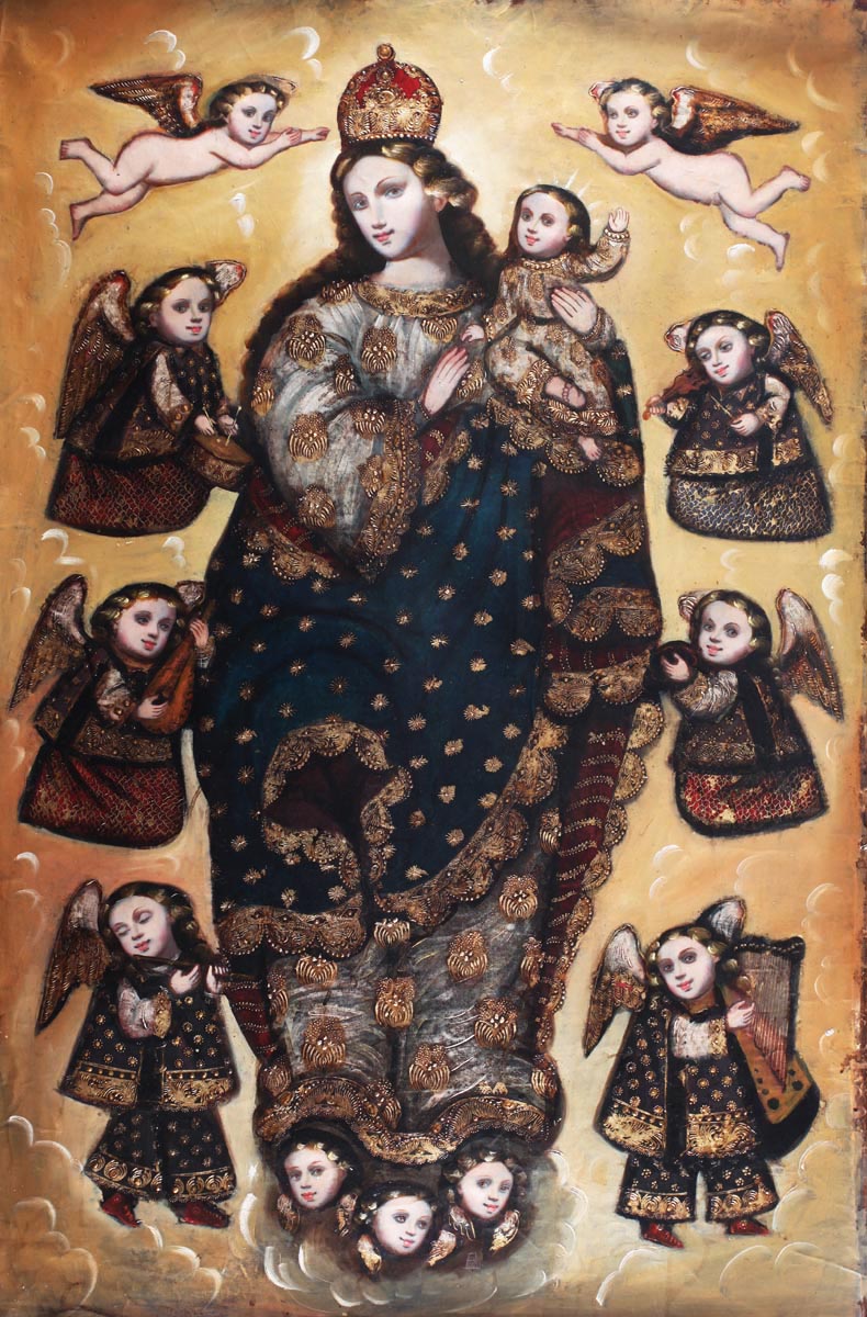 immaculate lady angels huge original signed cuzco art oil