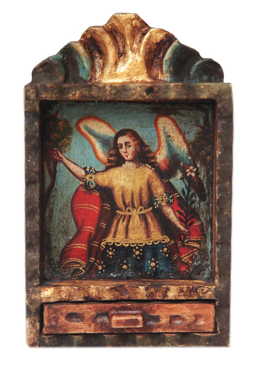 archangel gabriel angel art retablo exvoto original folk peru