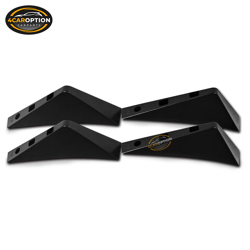Universal Rear Bumper Lip Diffuser Shark Fins Black 4Pc Set - ABS