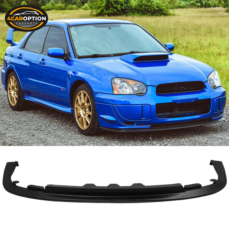 thumbnail interactive-video image 1 of MITSTOCKS V-Limited Style Front Bumper Lip + STI Side Caps For 2004-2005 Subaru WRX STI (Unpainted Black PU) 1 of 6