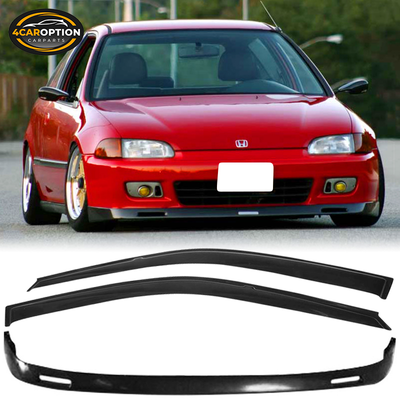 1993 1994 bys Style PU Black Front Lip Spoiler Splitter by IKON MOTORSPORTS Front Bumper Lip Fits 1992-1995 HONDA CIVIC 2 /& 3 DOOR COUPE /& HATCHBACK