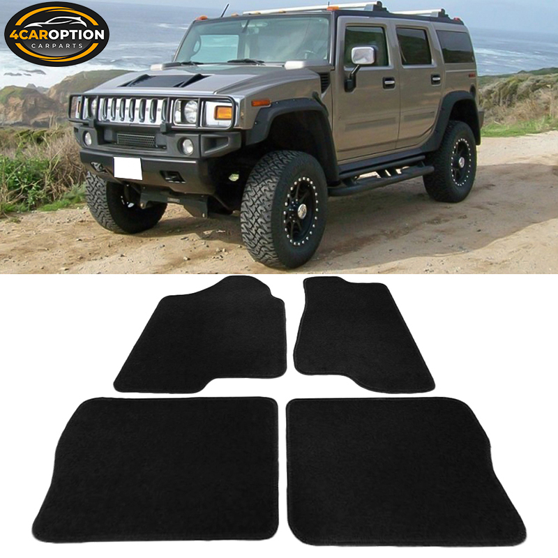 Fits 0309 Hummer H2 4Dr Floor Mats Carpet Front & Rear Nylon Black 4PC