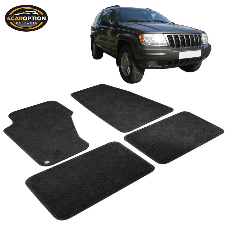 Tapis De Sol Avant & Arrière Pour Jeep Grand Cherokee 2011-2020 - Velours Noir Soillar - Neuf - Lot De 4