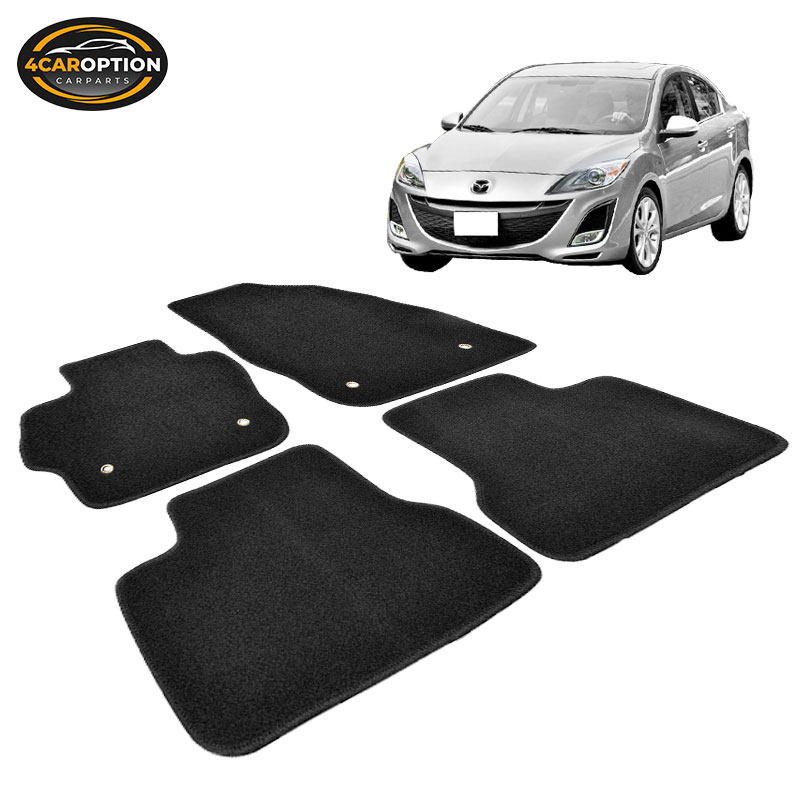 Fits 10-13 Mazda 3 Floor Mats Carpet Front & Rear Nylon Black 4PC