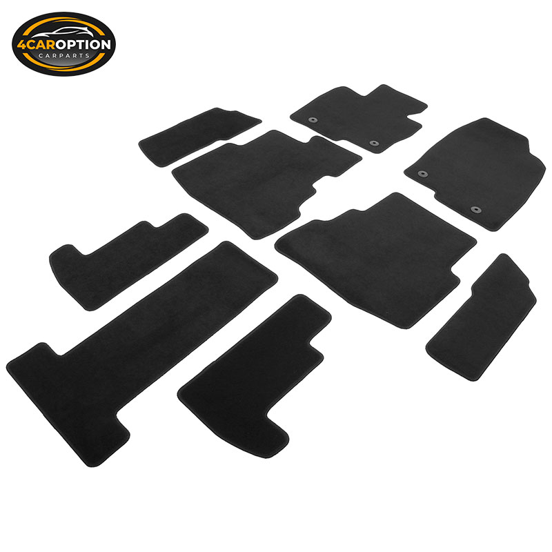 Fits 20-23 Mazda CX-9 Floor Mats Carpet Front & Rear Nylon Black