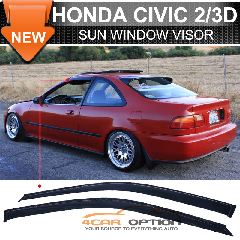 thumbnail image 2 of Xcessmotors T-R Style Front Bumper Lip + Dark Smoke Window Visors For 92-95 Honda Civic 2/3Dr 2 of 6