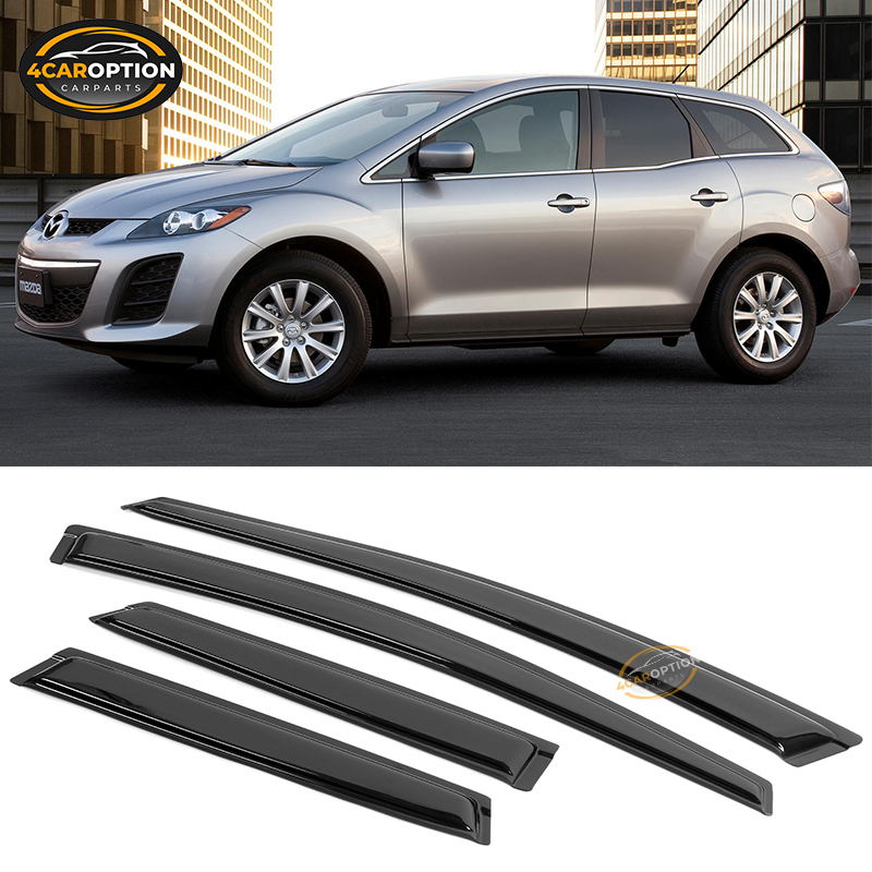 4Caroption Smoke Window Visors For 2008-2012 Mazda CX-7 – 4pc Set, Acrylic, Slim Style
