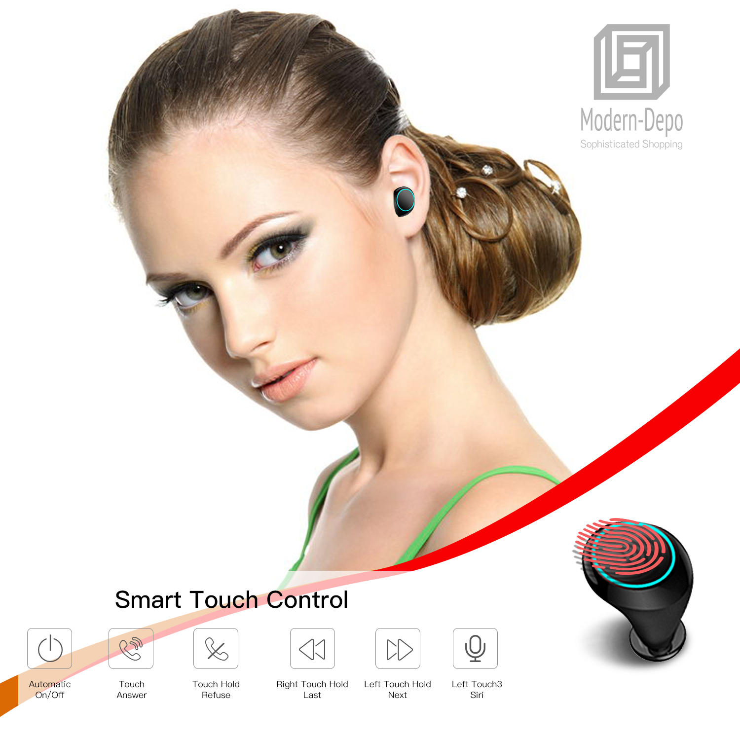 Bluetooth 5.0 TWS True Touch Control Wireless Earbuds with Power Box Waterproof - Picture 9 of 21