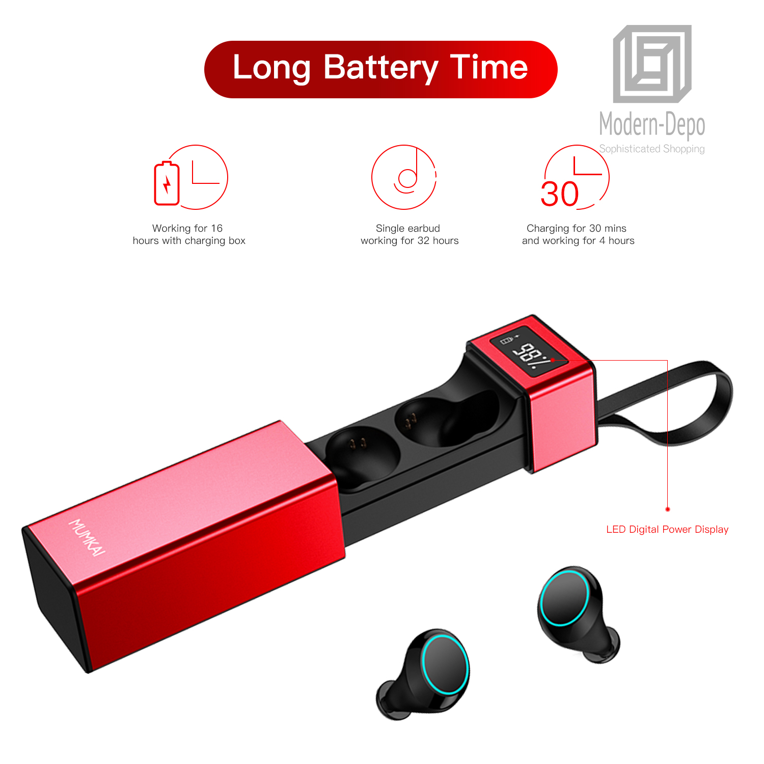 Bluetooth 5.0 TWS True Touch Control Wireless Earbuds with Power Box Waterproof - Picture 11 of 21