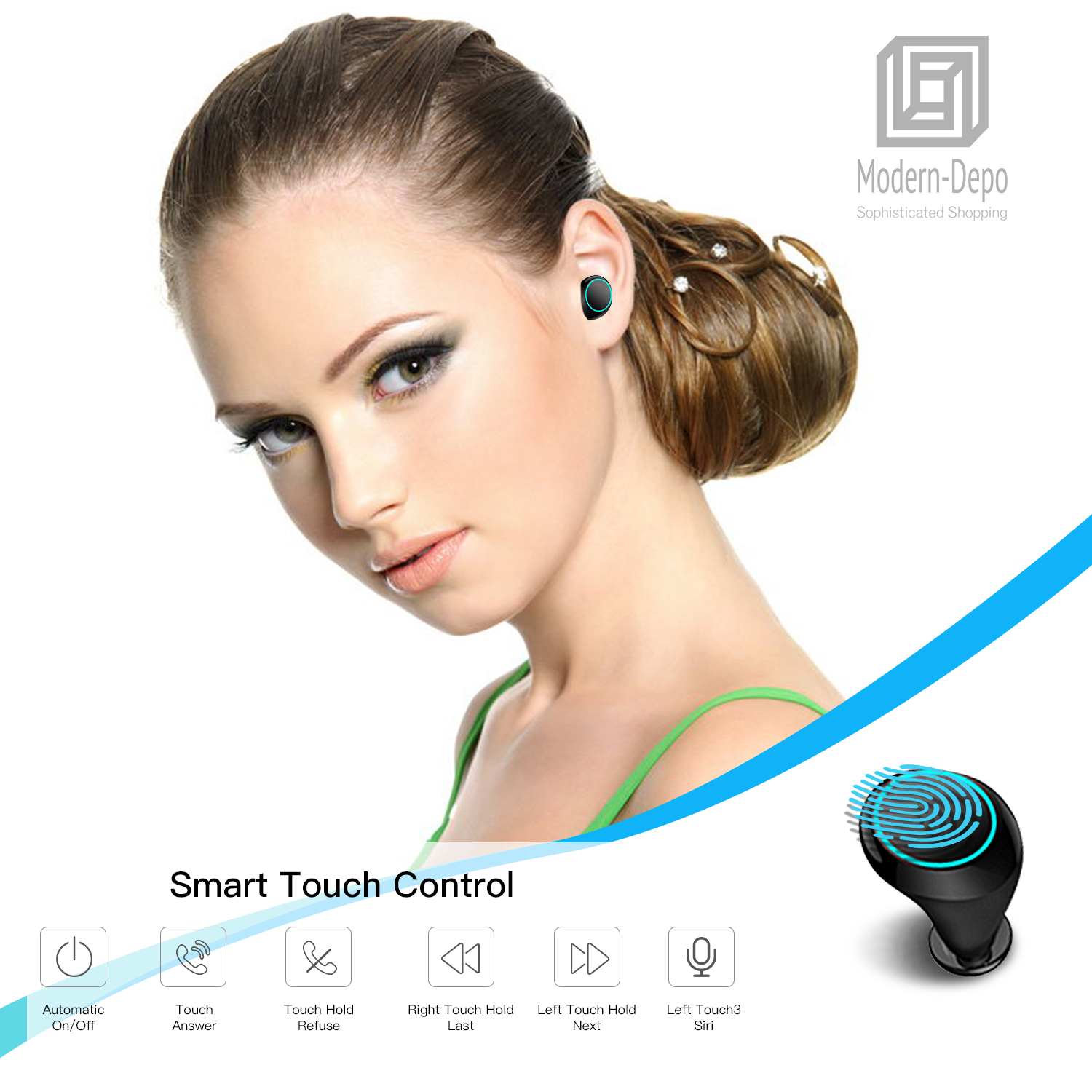 Bluetooth 5.0 TWS True Touch Control Wireless Earbuds with Power Box Waterproof - Picture 16 of 21