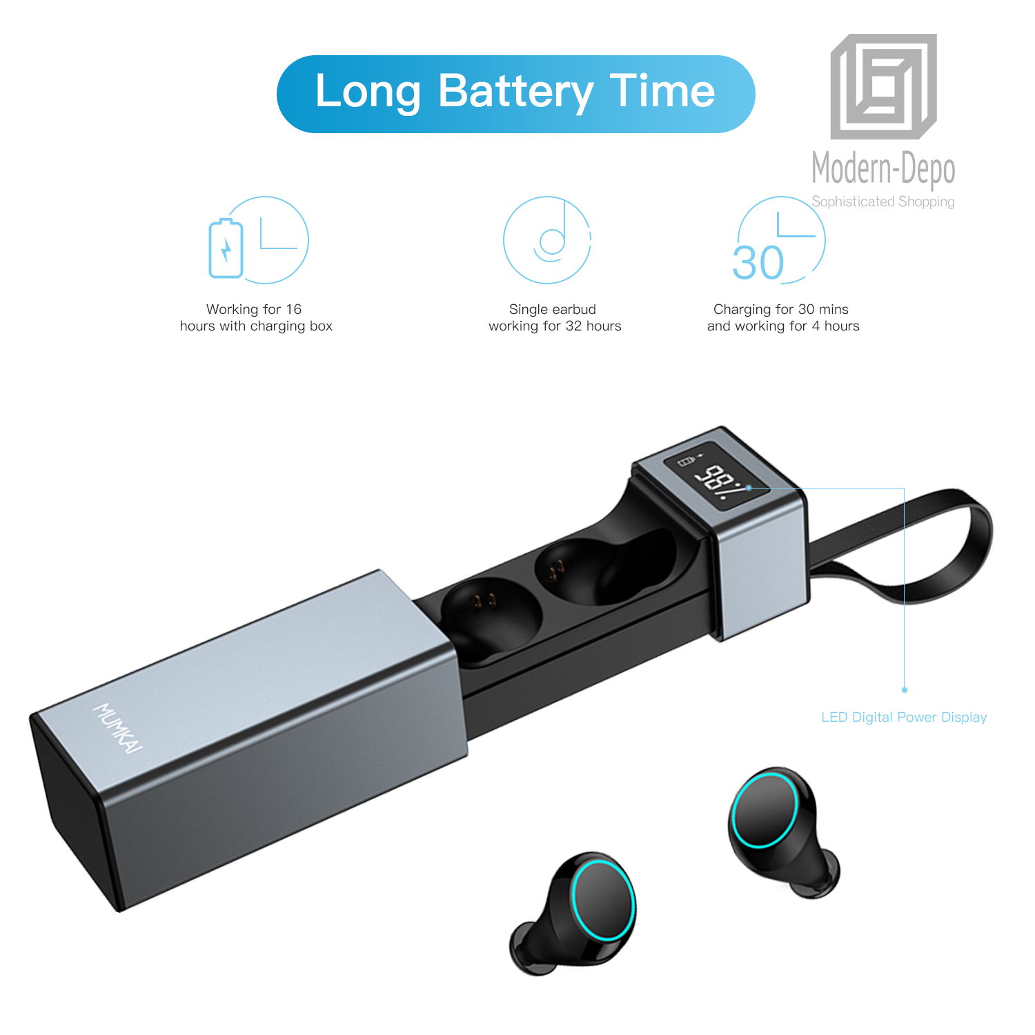Bluetooth 5.0 TWS True Touch Control Wireless Earbuds with Power Box Waterproof - Picture 18 of 21