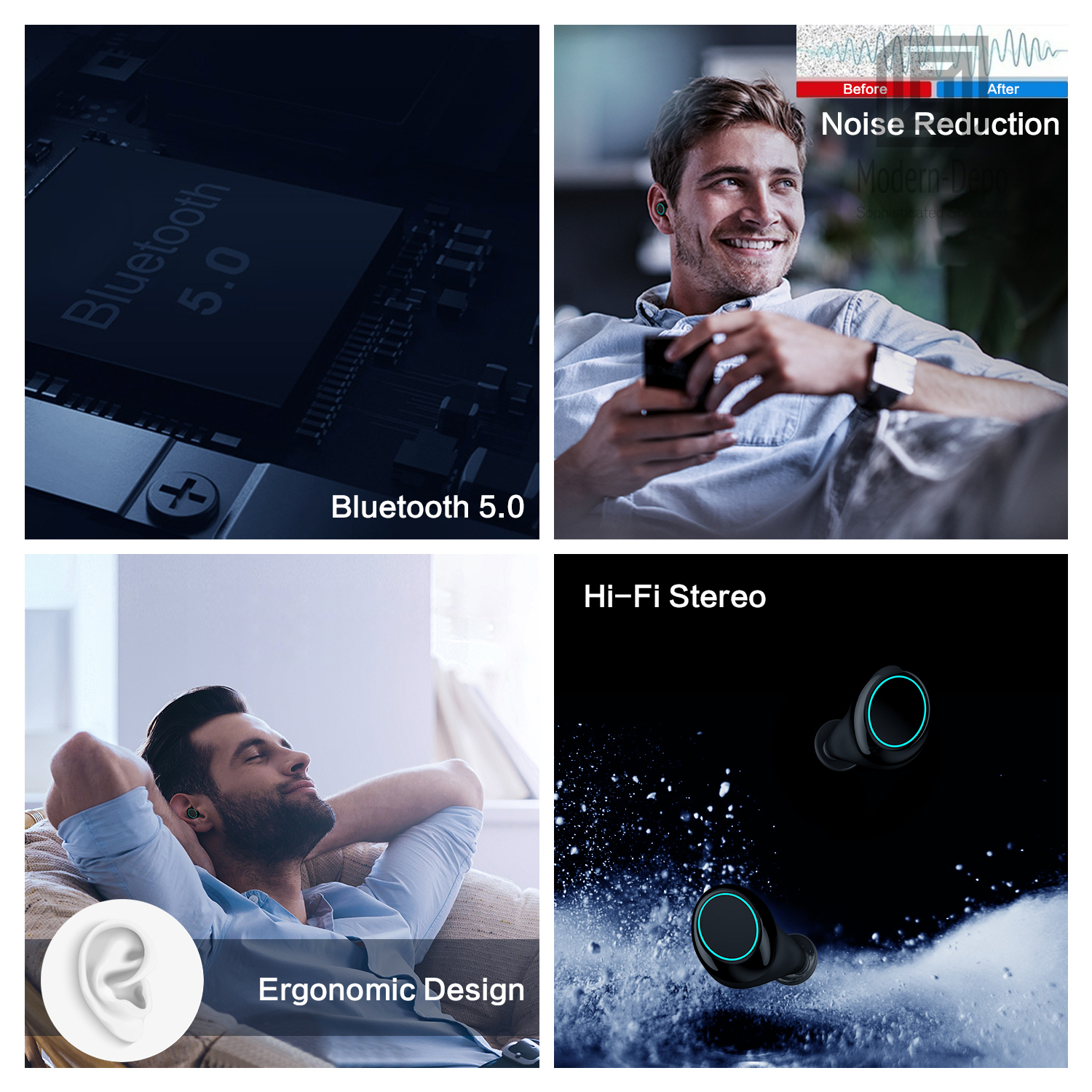 Bluetooth 5.0 TWS True Touch Control Wireless Earbuds with Power Box Waterproof - Picture 19 of 21